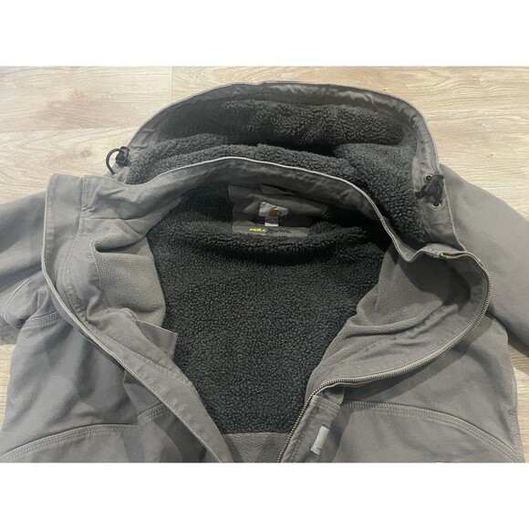 Carhartt Jacket Women's XL 16/18 Gray Full Swing 102248 Duck Sherpa Hooded - Picture 5 of 9
